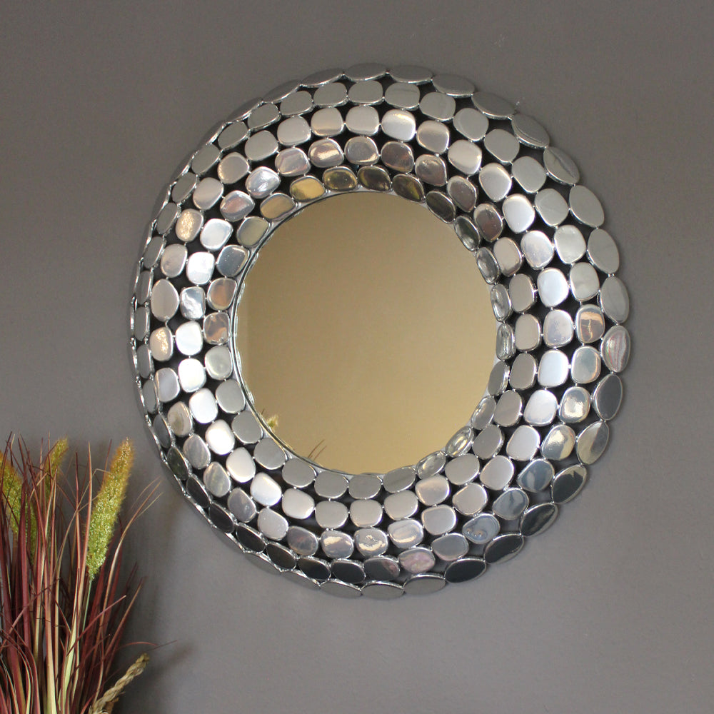 Dekospiegel 63x63 cm Metall Wandspiegel Silber Spiegel arnusa –