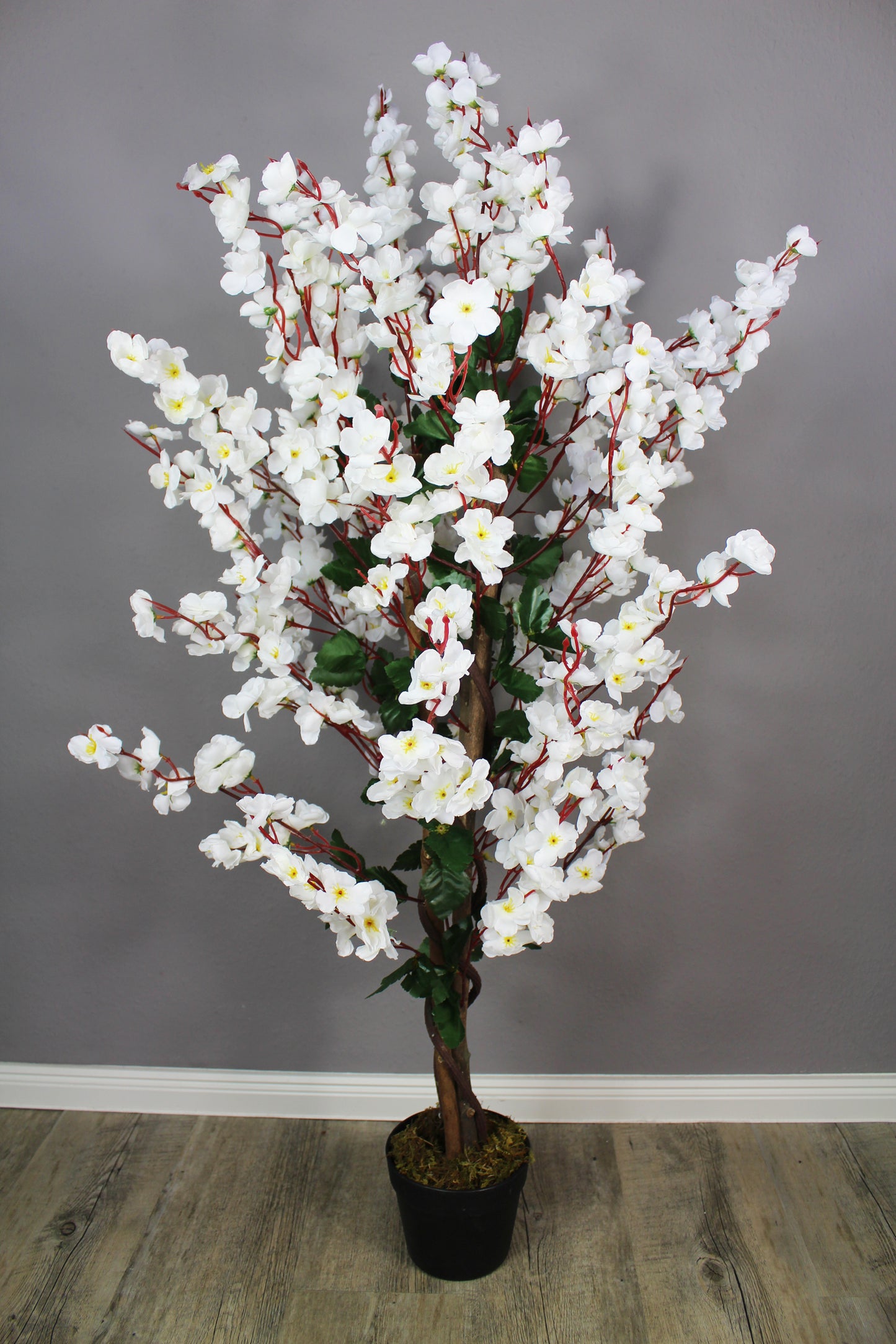 Kunstpflanze Blütenbaum 120 cm Wintersweet Weiß Künstliche Pflanze Blüten