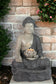 Springbrunnen Buddha mit LED Beleuchtung Zimmerbrunnen Gartenbrunnen Polyresin 56 cm Gartendekoration