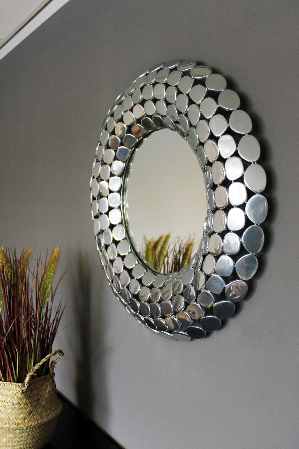 Dekospiegel 63x63 cm Spiegel Wandspiegel Silber Metall arnusa –