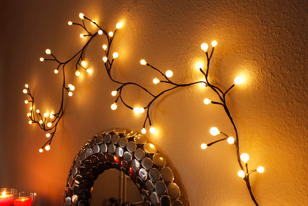 LED Lichterzweig 260 cm 72 LED Leuchtzweig Wanddekoration warmweiß – arnusa
