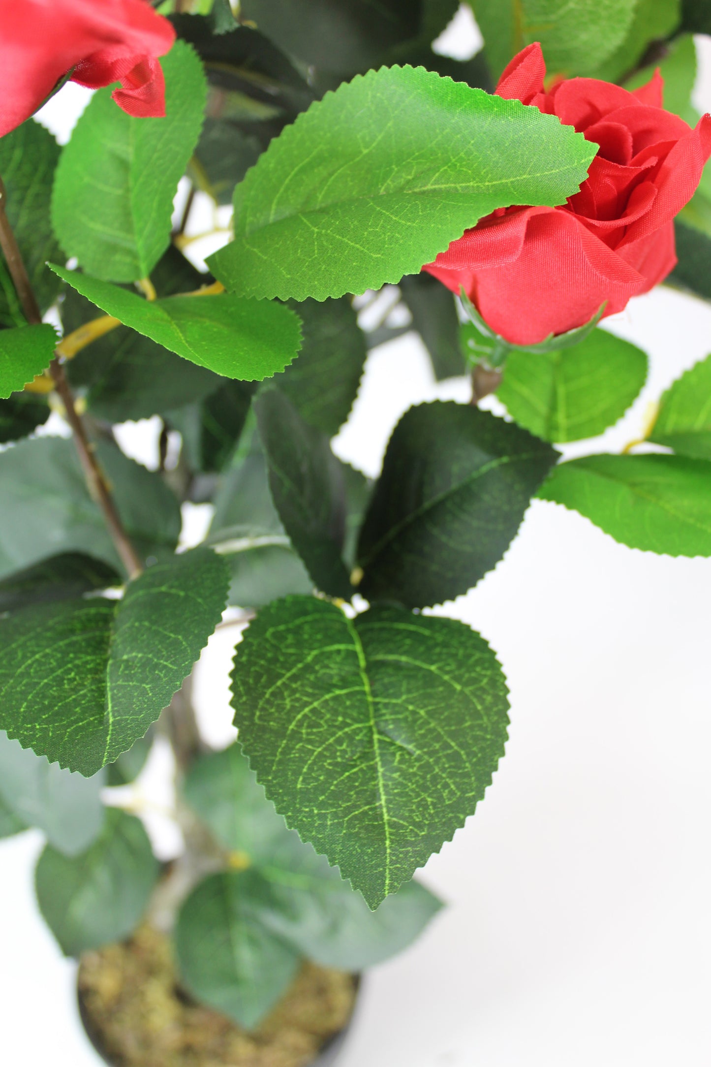 Künstlicher Rosenstamm 75 cm Rot mit 12 Rosen und 114 Blätter Kunstrose künstliche Rose Kunstpflanze