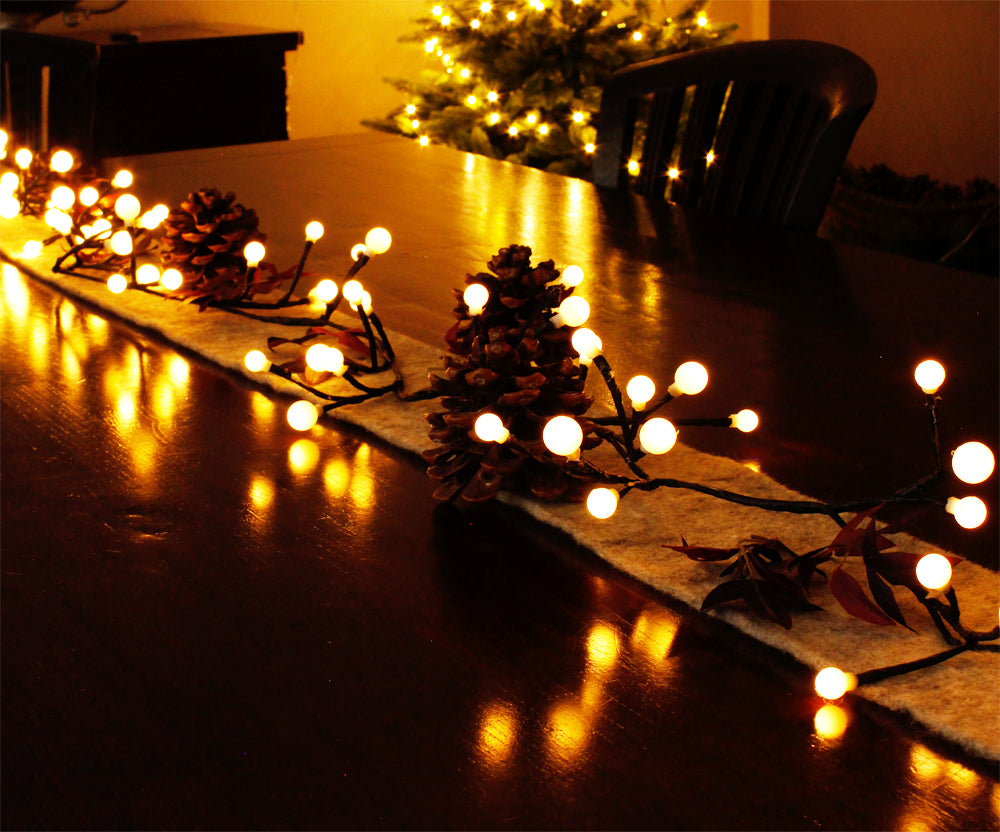 Arnusa LED-Leuchtzweig Lichterzweig 2,6m warmweiß Lichterkette LED Ast Baum,  72-flammig, Weihnachtsbeleuchtung für Innen und Außen